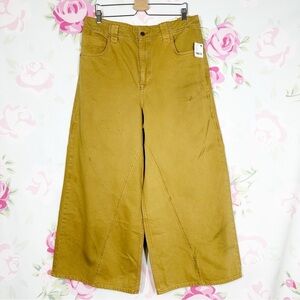 NEW Free People We The Free Chill Vibes Dropped Wide Leg Khaki Scout Jeans 31